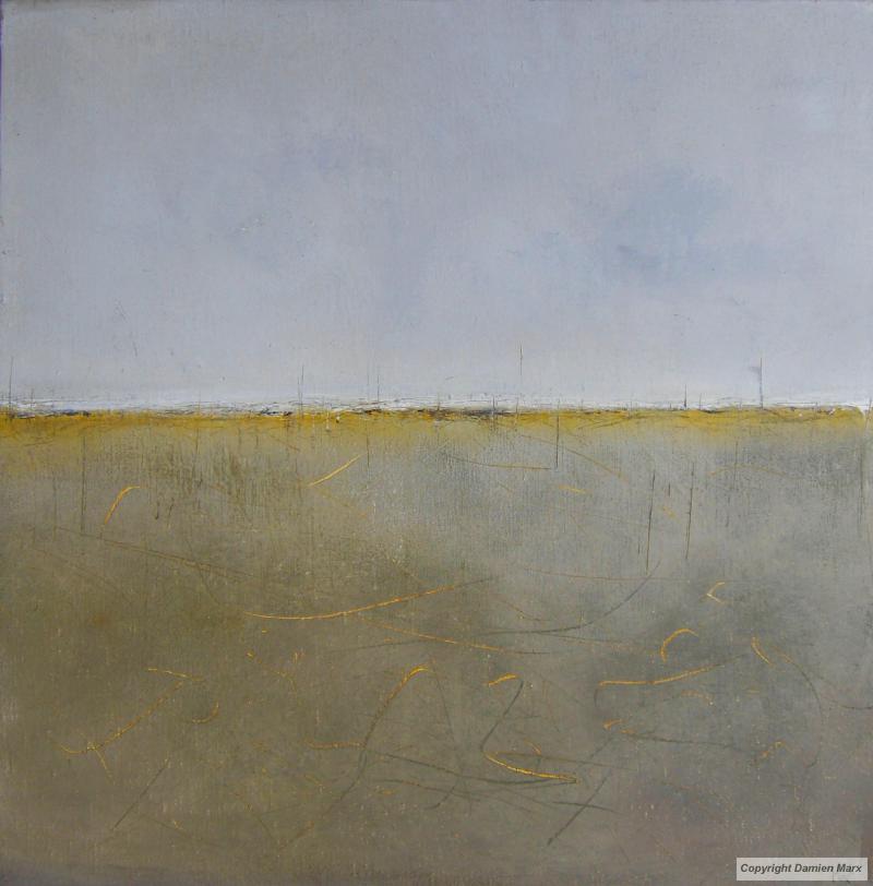 Abstract landscape,, 50x50 cm,oil,yellow,2011.Marx painting