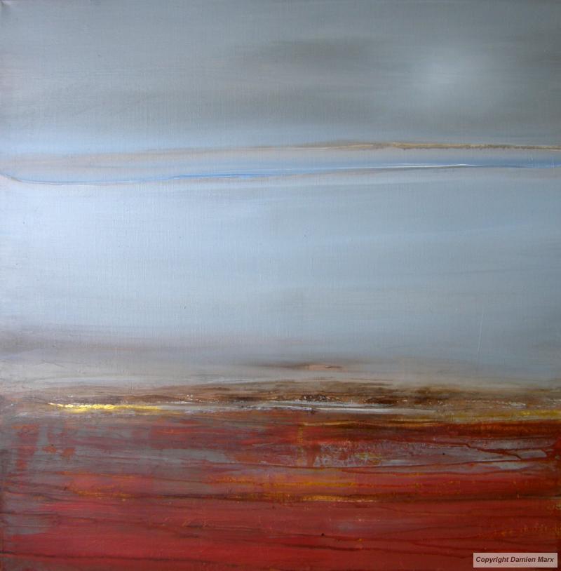 Abstract landscape,, 80x80 cm,acrylic,red,2012.Marx painting