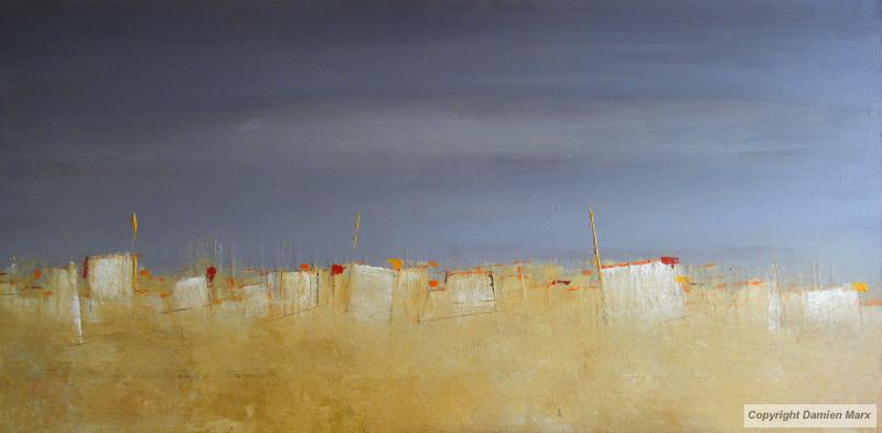 Abstract landscape,, 50x100 cm,oil,yellow,2011.Marx painting