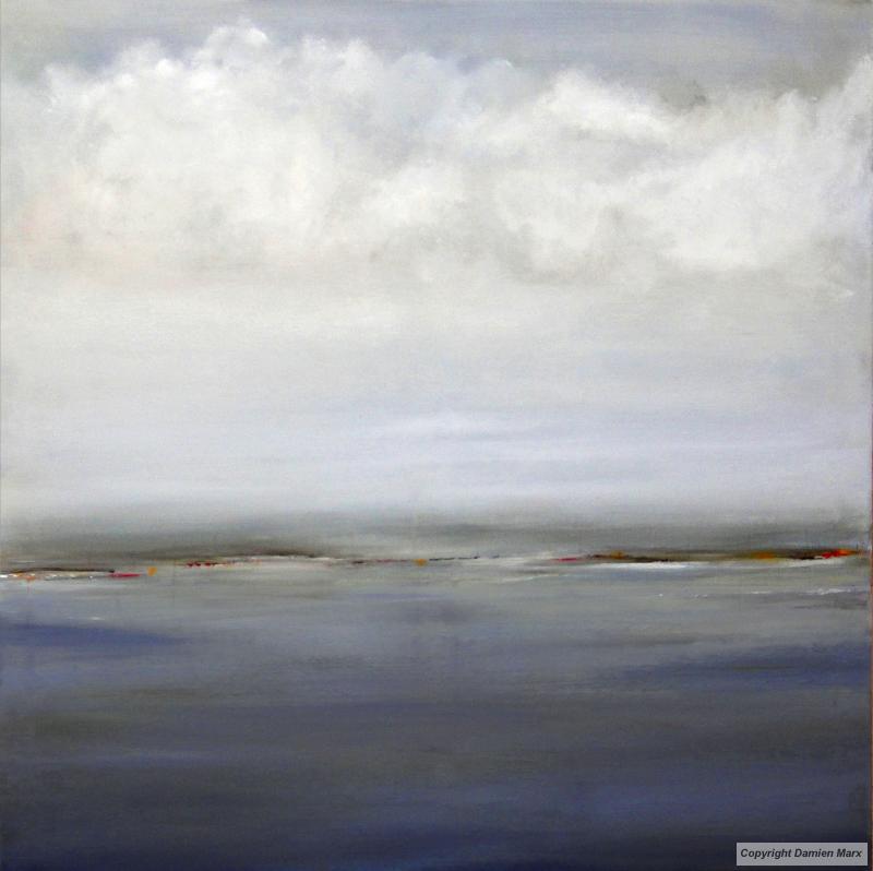 Abstract marin landscape,, 80x80 cm,oil,blue,2012.Marx painting