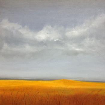Peinture contemporaine, Dune, jaune,huile 