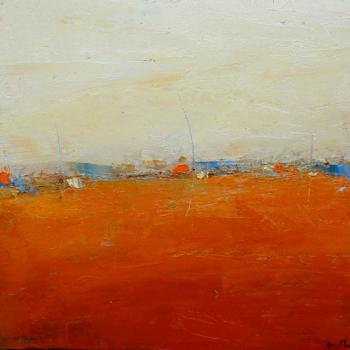 Peinture contemporaine, Paysage abstrait, rouge,huile 
