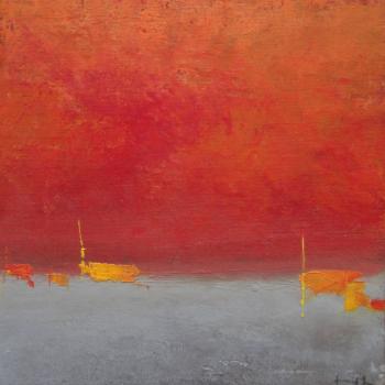 Peinture contemporaine, tableau abstrait  4, rouge,huile 